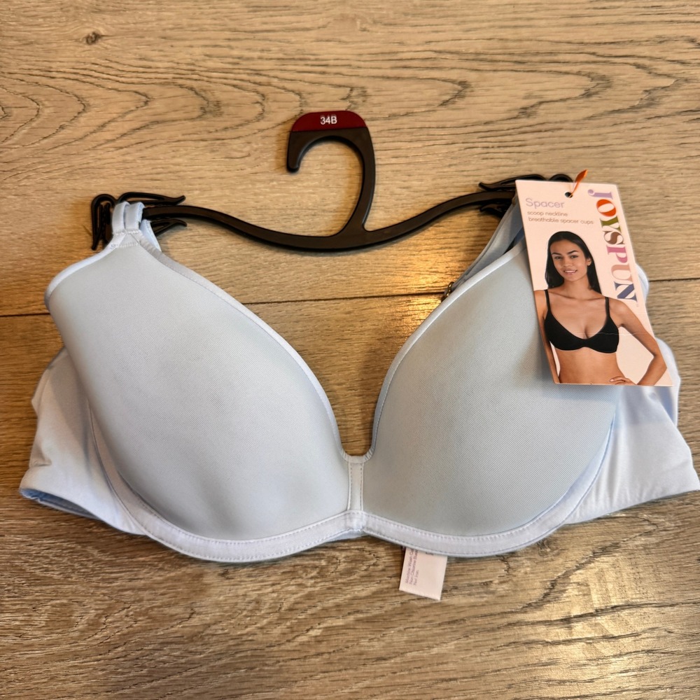 NWT JOYSPUN Womens Blue Magic Scoop Spacer Bra 34B Smoothing Wing Wire